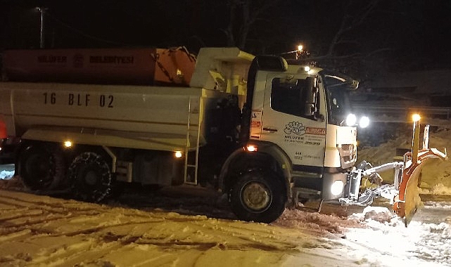 Nilüfer’de karla mücadele çalışmaları aralıksız sürüyor